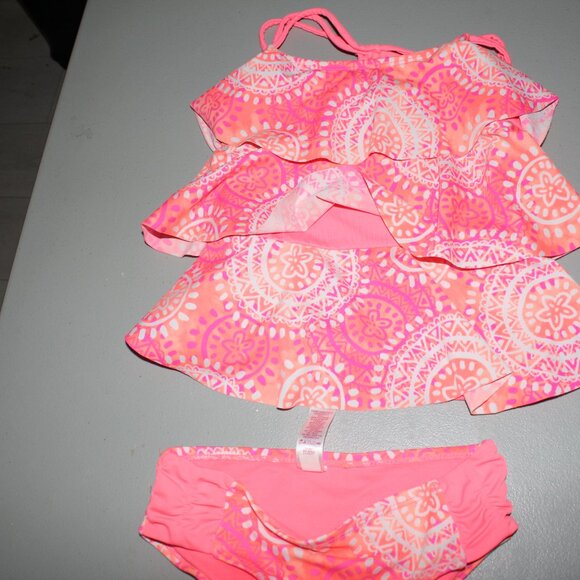 Orange 2 Pcs Justice Tankini Swimsuit Size 6 - Picture 4 of 13